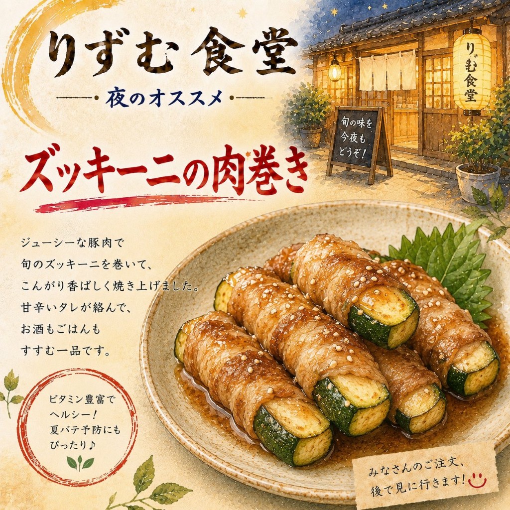 ズッキーニの肉巻きの夜のおすすめ